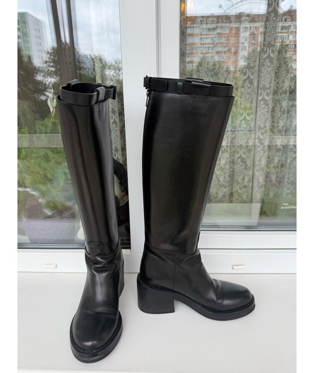 ANN DEMEULEMEESTER Черные кожаные сапоги, фото 5