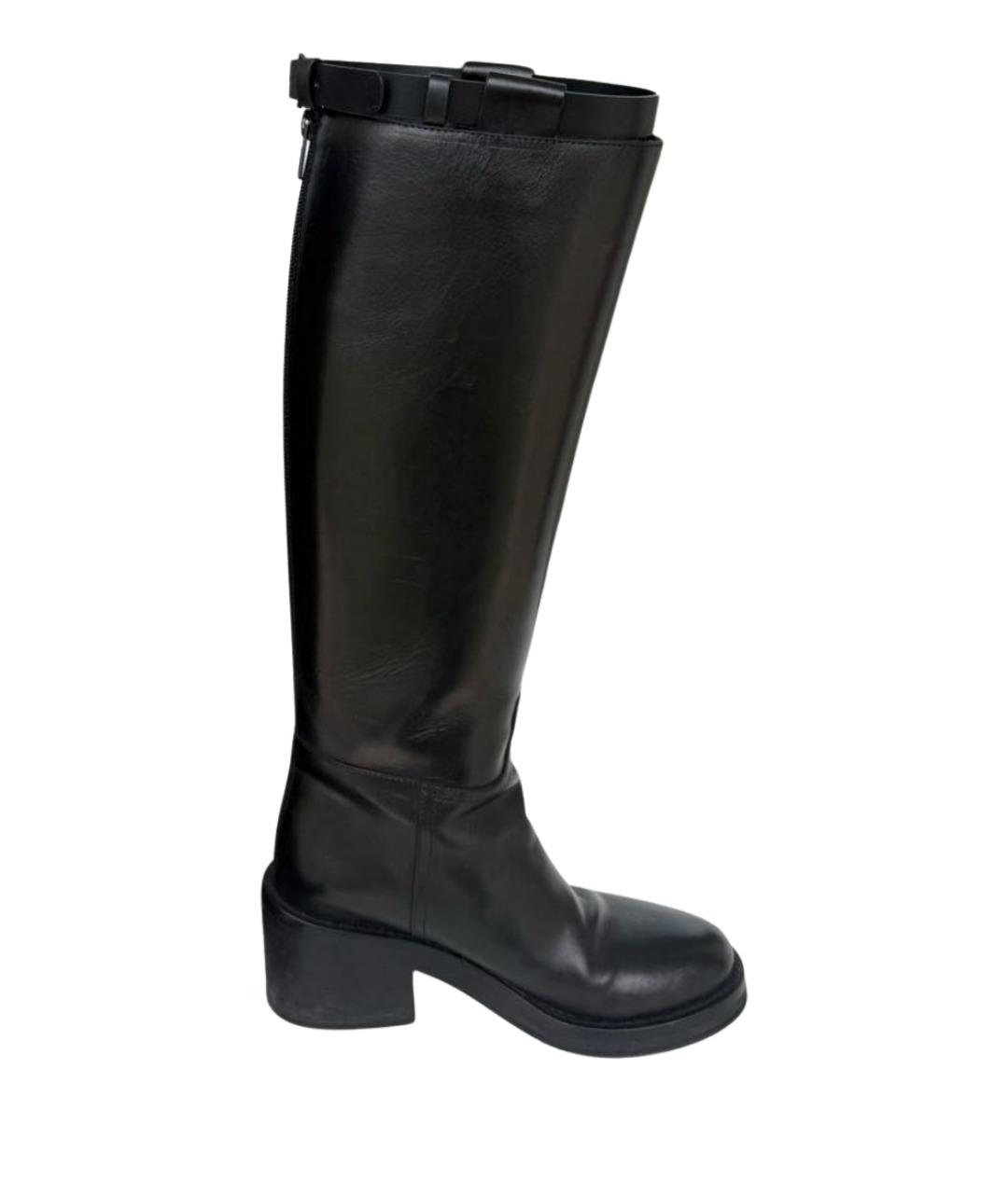 ANN DEMEULEMEESTER Черные кожаные сапоги, фото 1