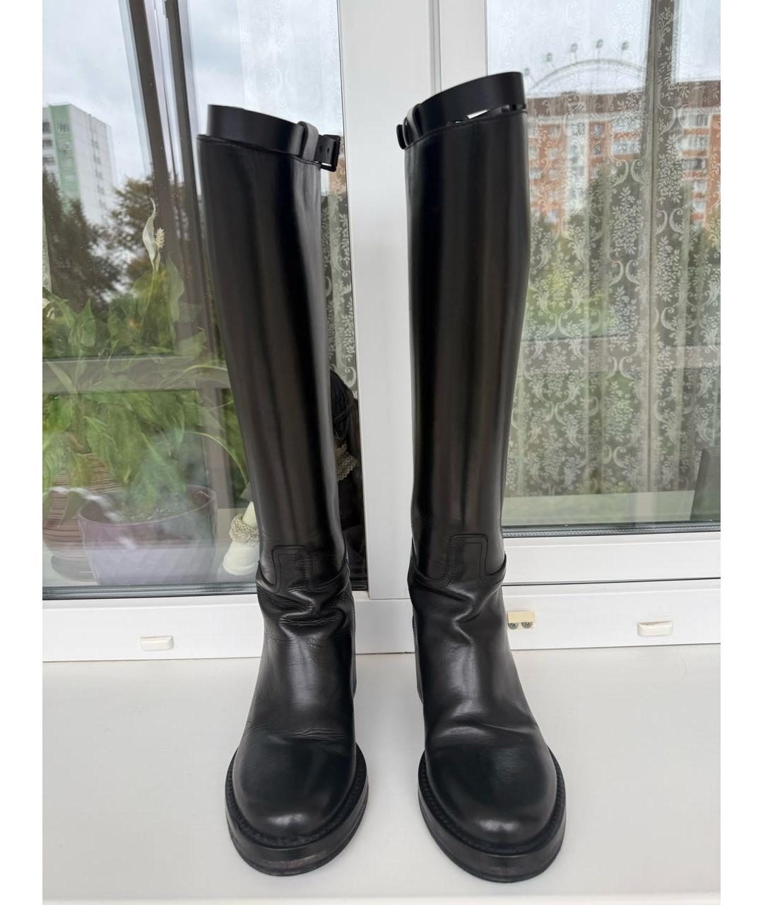 ANN DEMEULEMEESTER Черные кожаные сапоги, фото 2