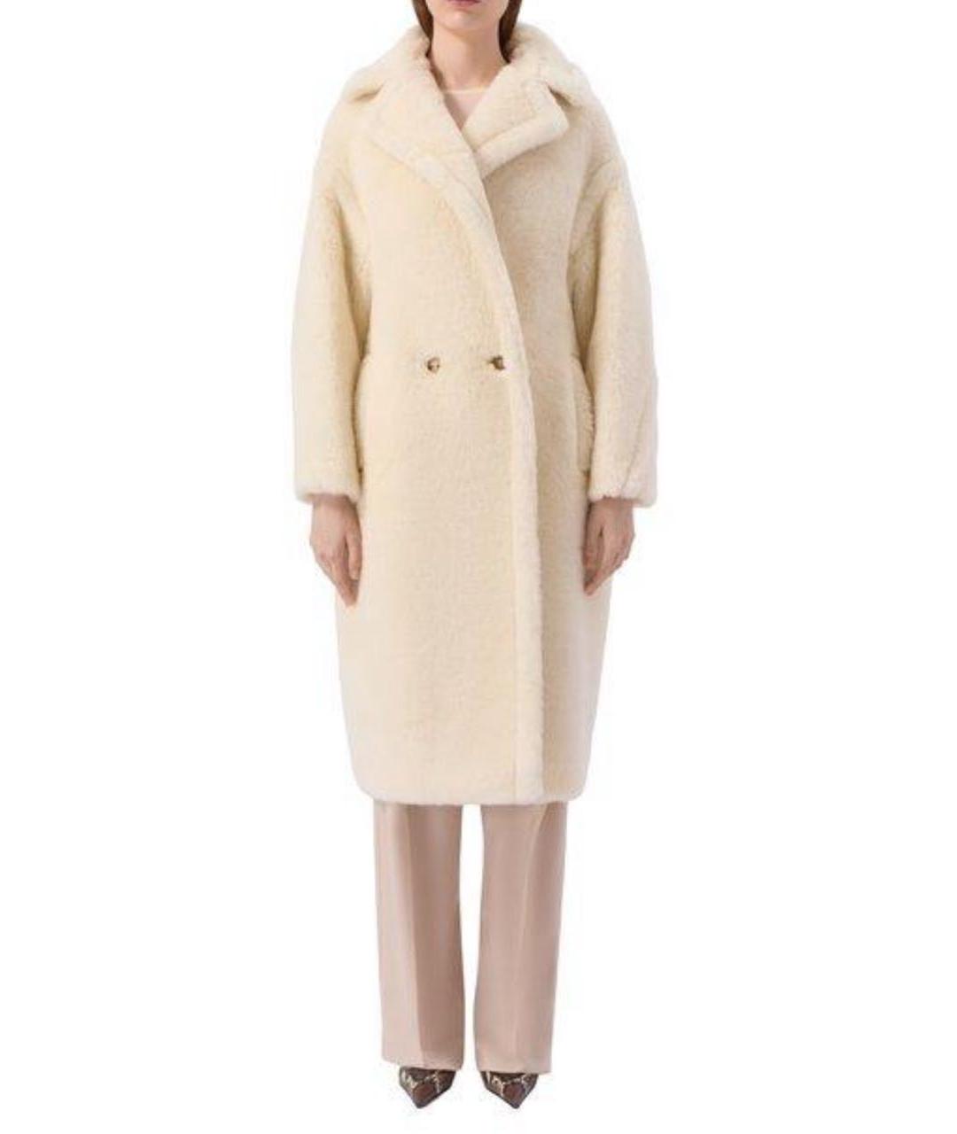MAX MARA Белая шерстяная шуба, фото 2