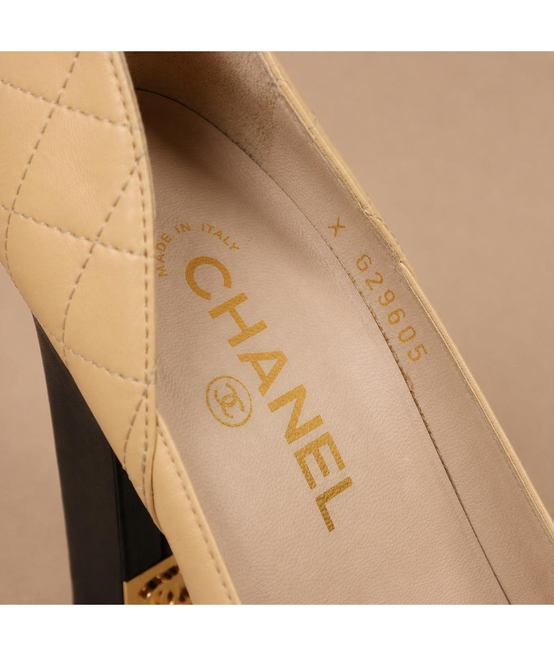 CHANEL Бежевые кожаные туфли, фото 8