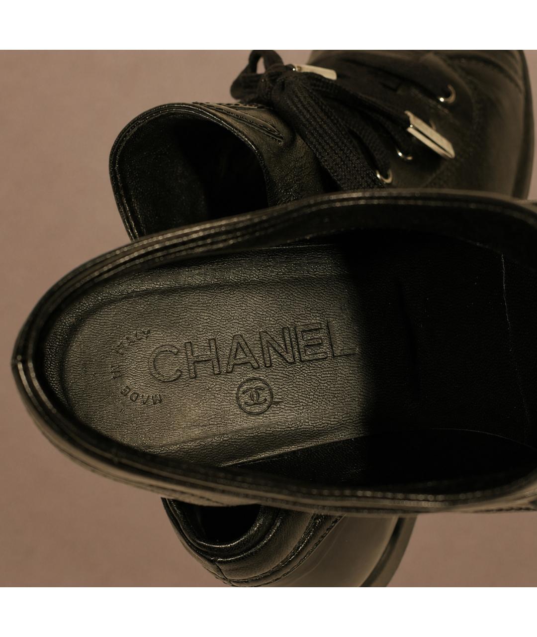 CHANEL Черные кожаные кеды, фото 3