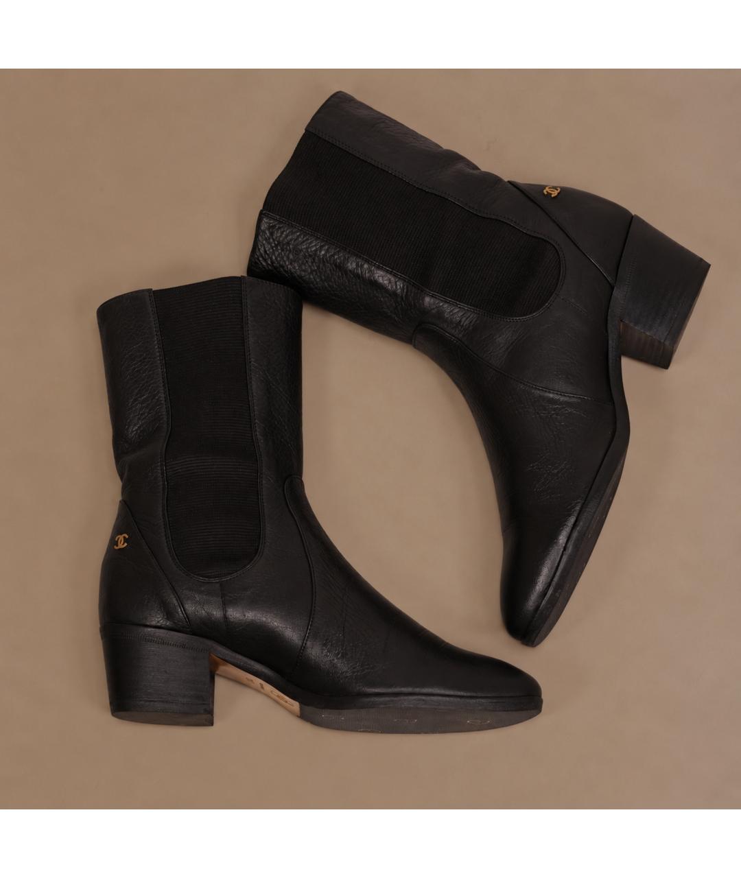 CHANEL Черные кожаные полусапоги, фото 5