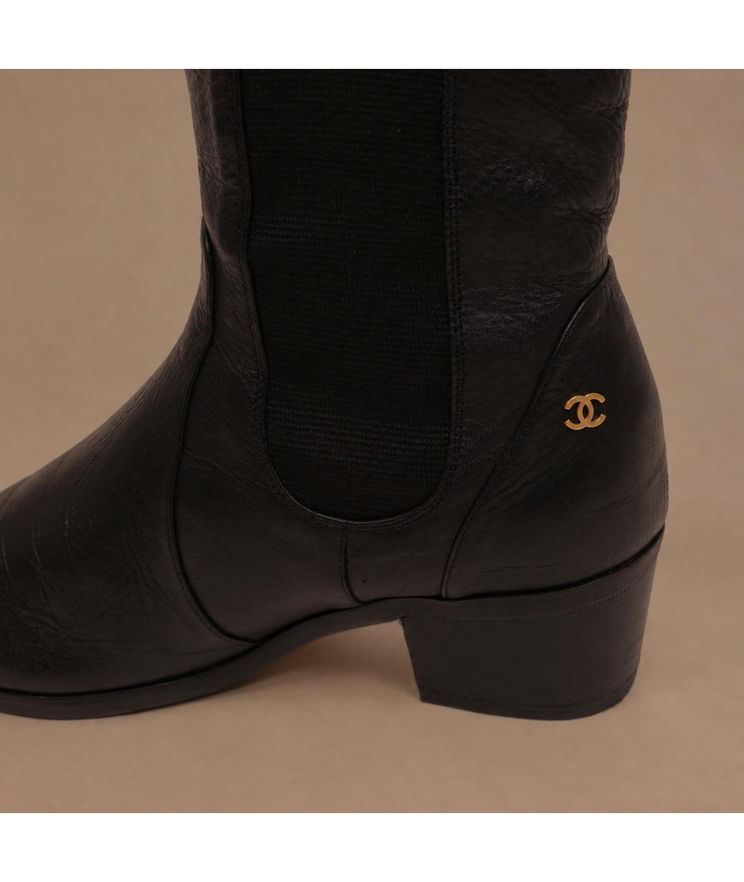 CHANEL Черные кожаные полусапоги, фото 6