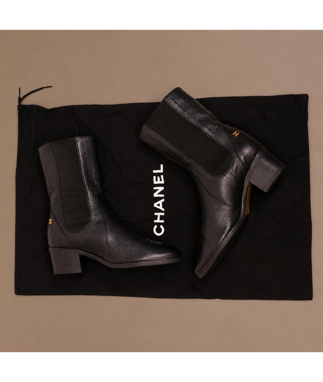 CHANEL Черные кожаные полусапоги, фото 9