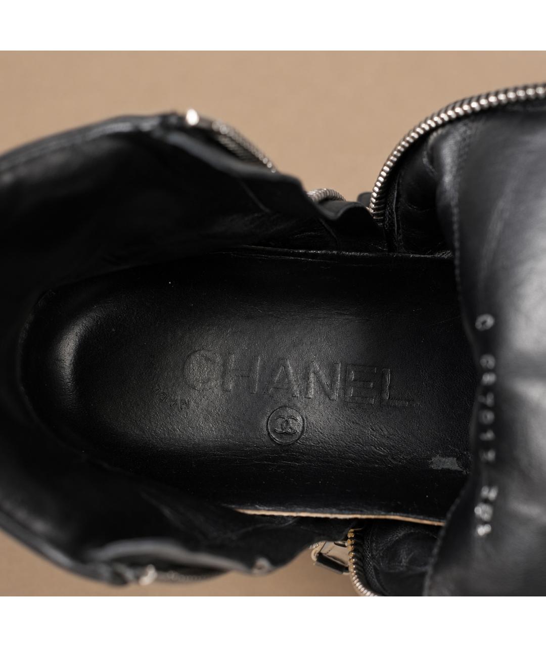CHANEL Черные кожаные ботинки, фото 4