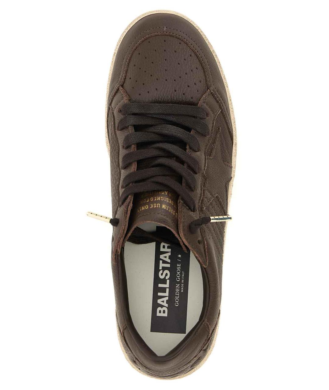 GOLDEN GOOSE Коричневые кожаные низкие кроссовки / кеды, фото 5