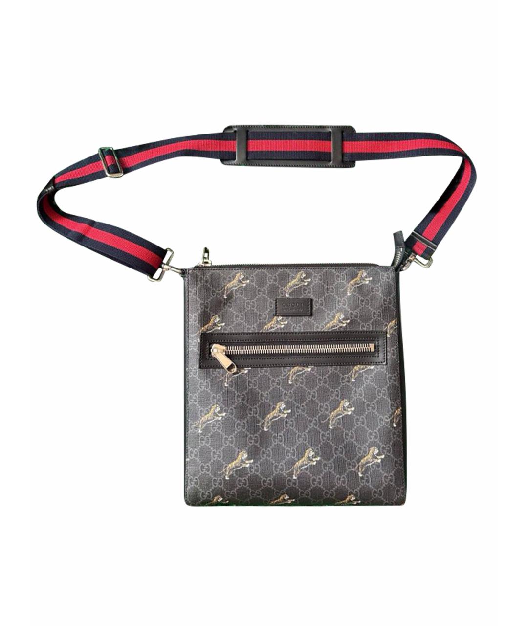 GUCCI Черная кожаная поясная сумка, фото 1
