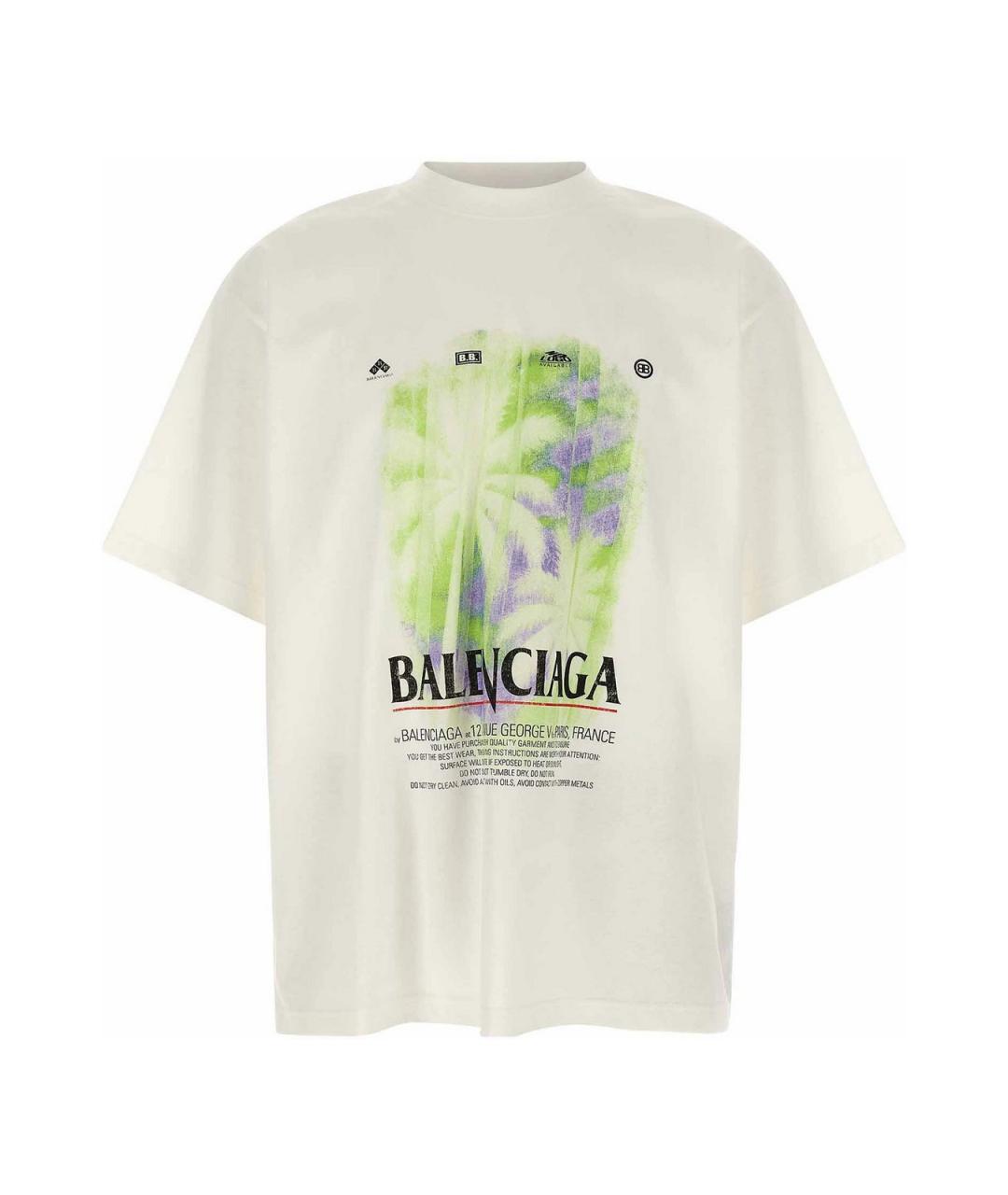 BALENCIAGA Белая хлопковая футболка, фото 5