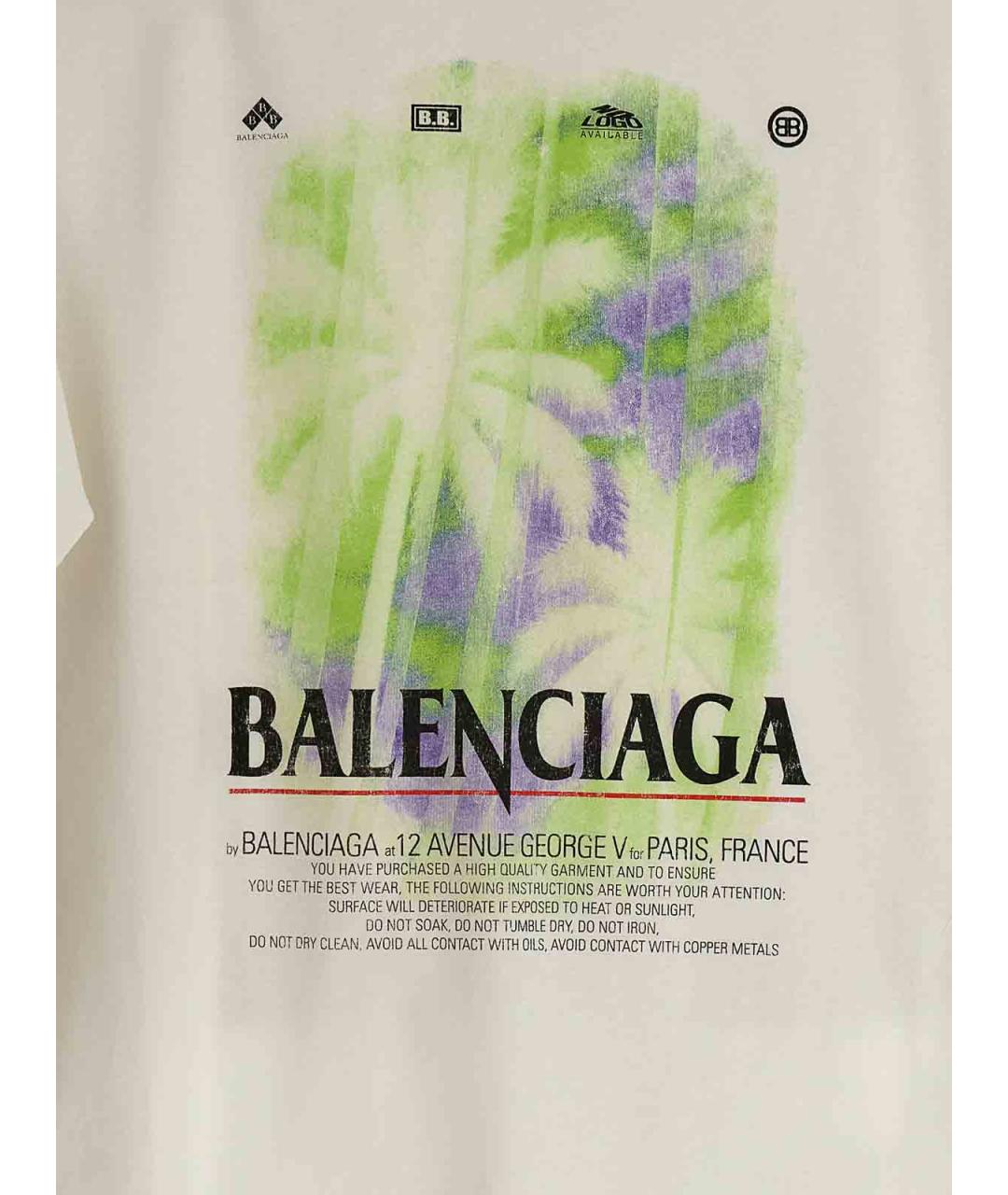 BALENCIAGA Белая хлопковая футболка, фото 4