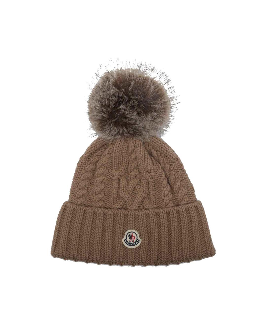 MONCLER Коричневая кашемировая шапка, фото 1