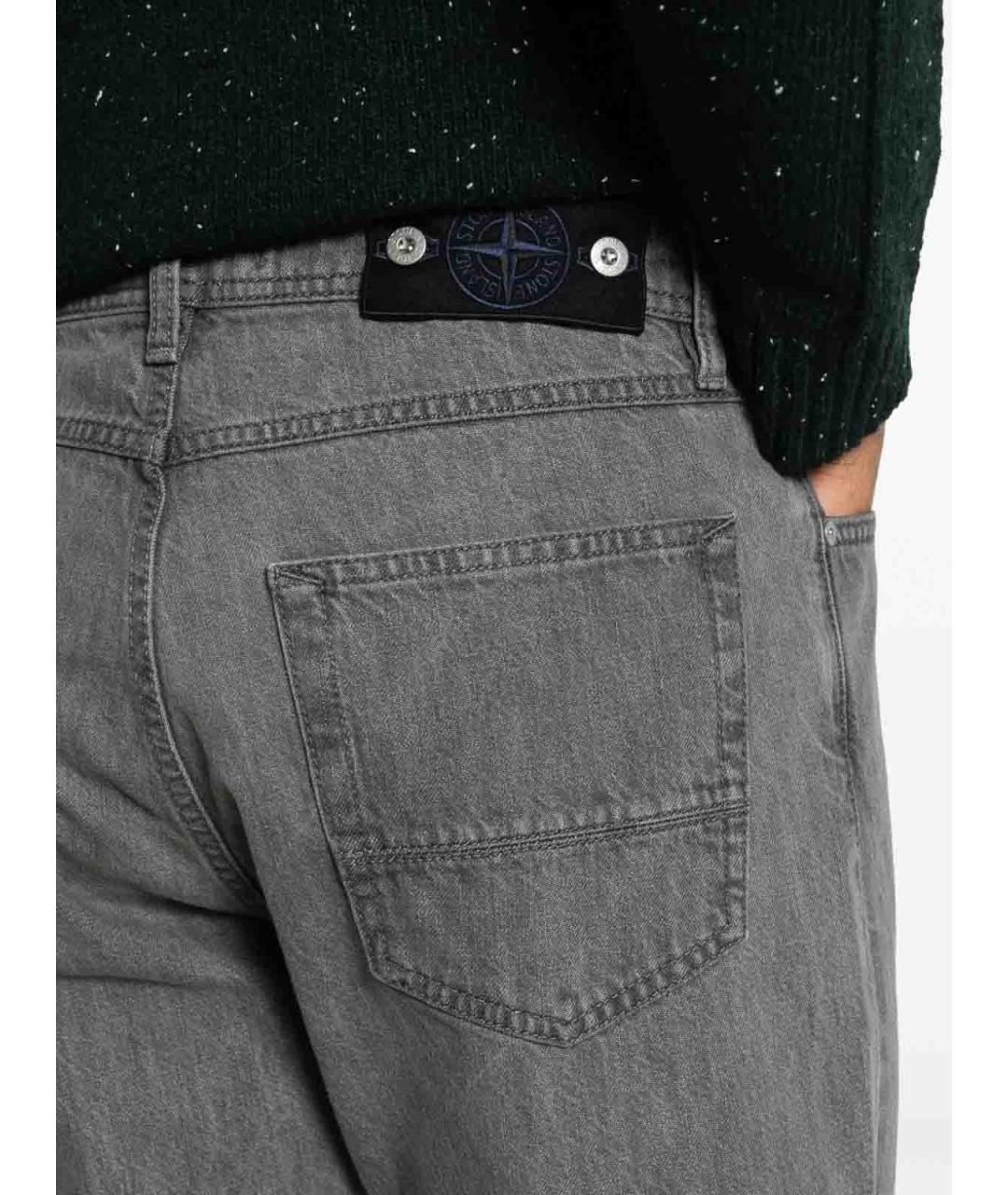 STONE ISLAND Серые хлопковые прямые джинсы, фото 4