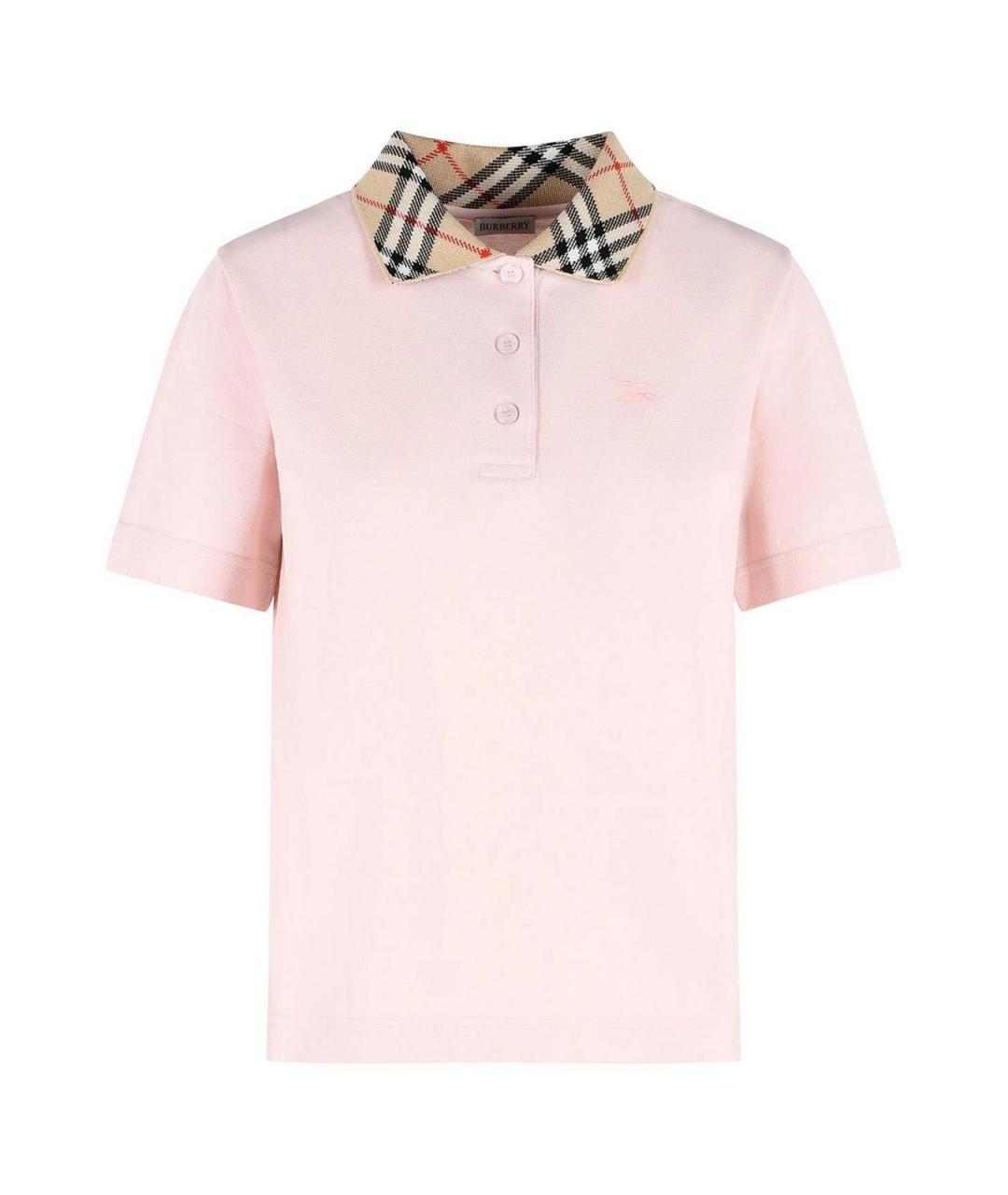 BURBERRY Розовая хлопковая футболка, фото 1