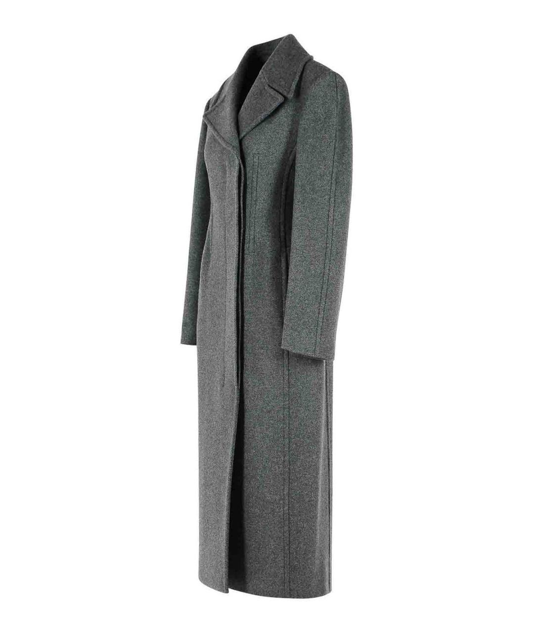 SPORTMAX Серое шерстяное пальто, фото 3