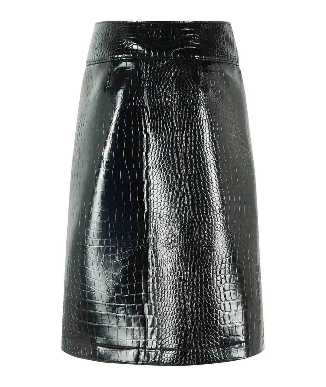 SPORTMAX Черная кожаная юбка мини, фото 2
