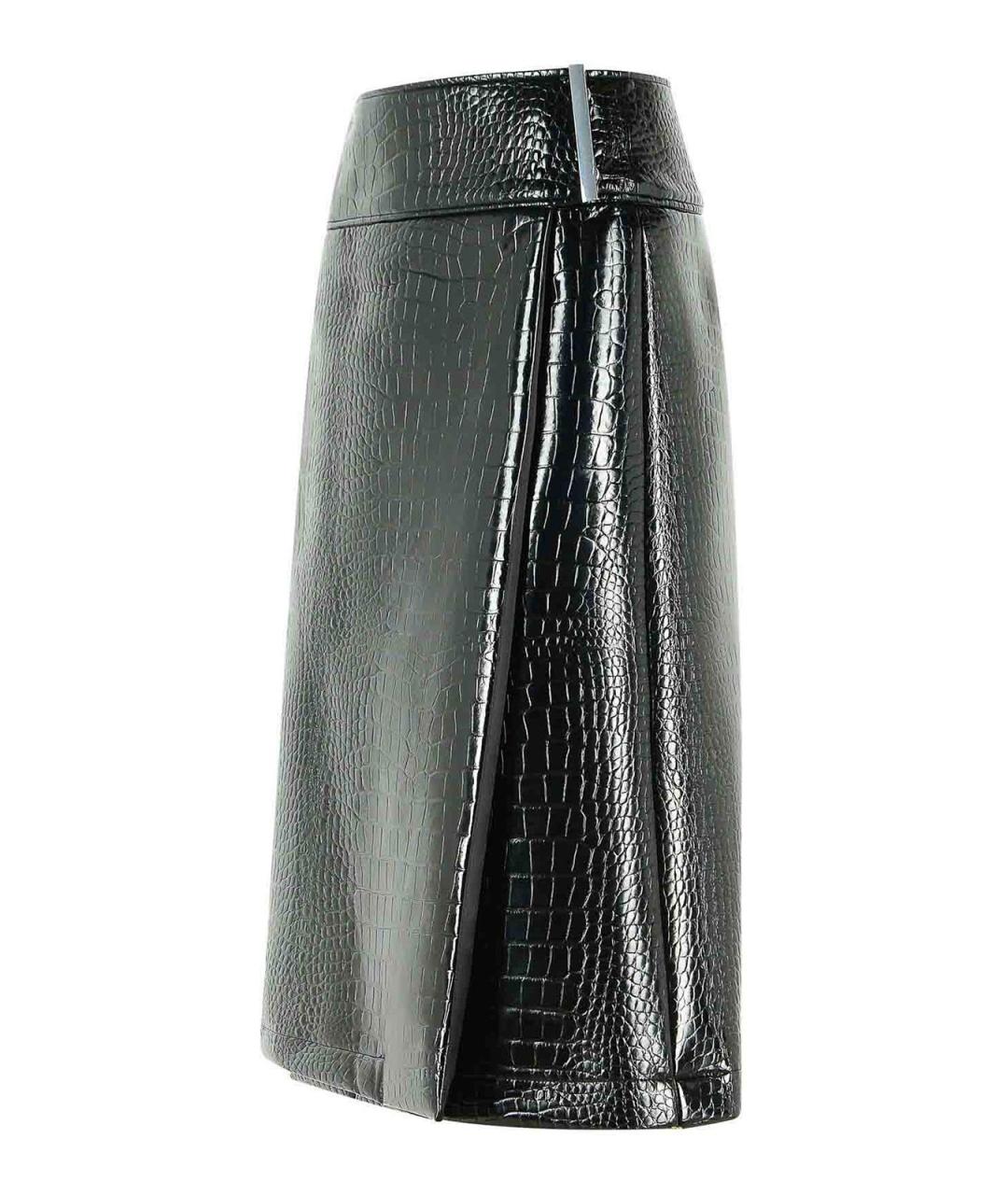 SPORTMAX Черная кожаная юбка мини, фото 3