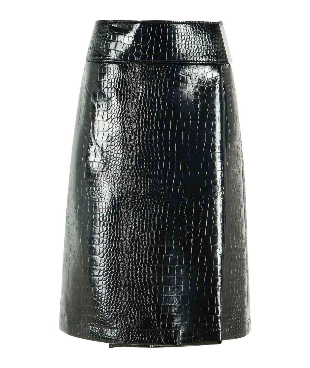 SPORTMAX Черная кожаная юбка мини, фото 1