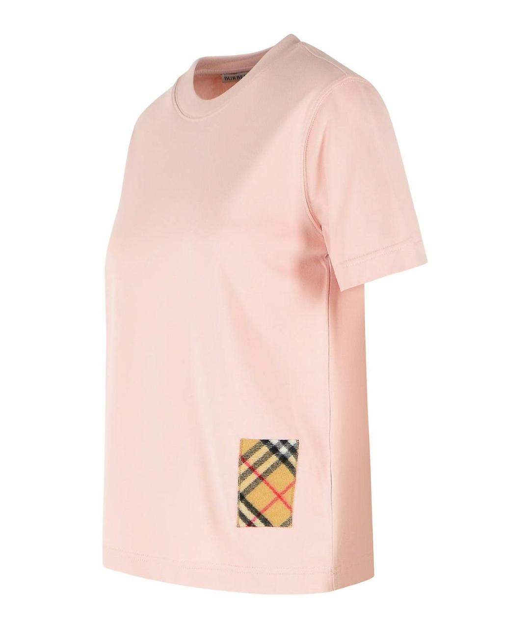 BURBERRY Розовая хлопковая футболка, фото 3