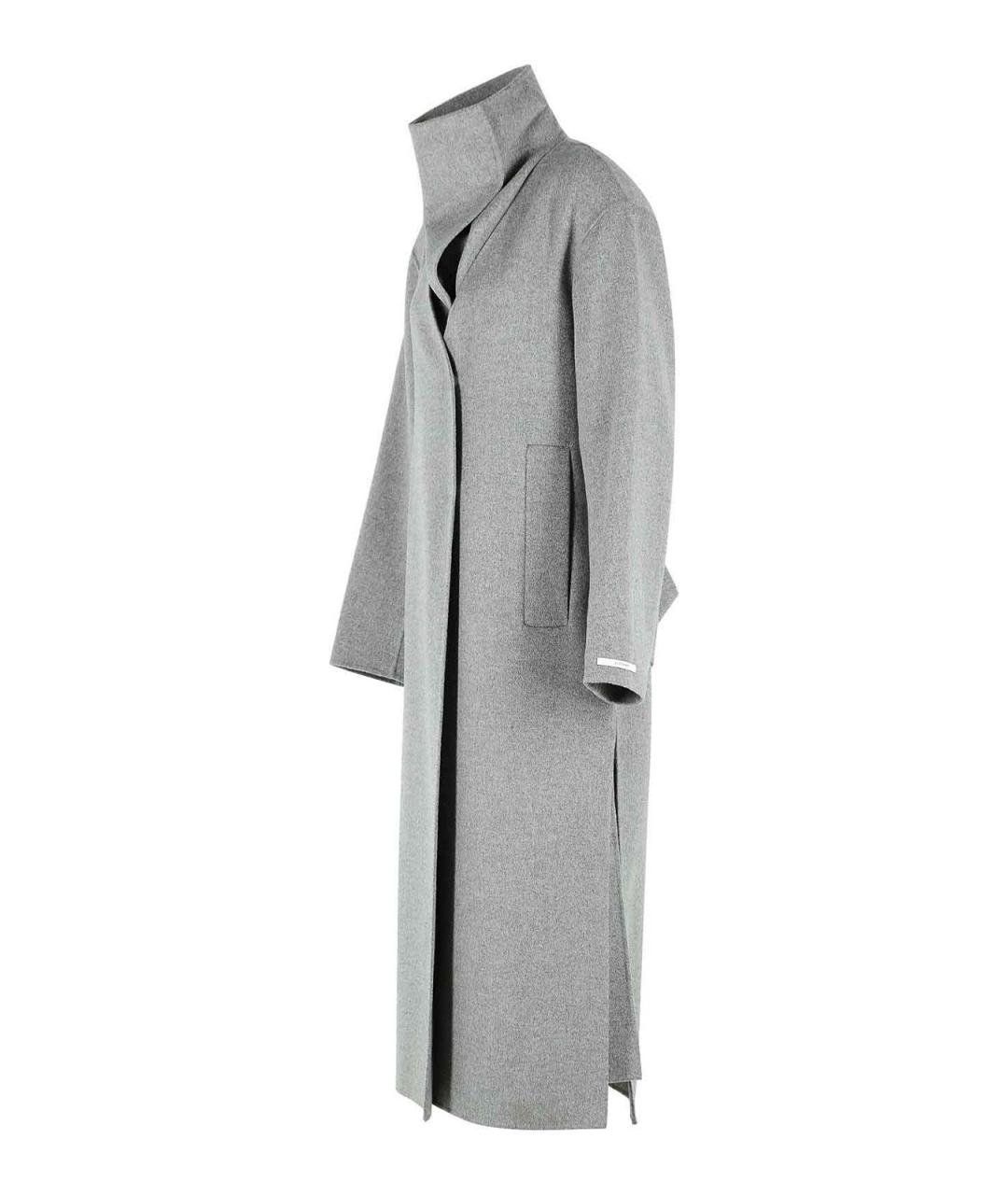 SPORTMAX Серое шерстяное пальто, фото 3