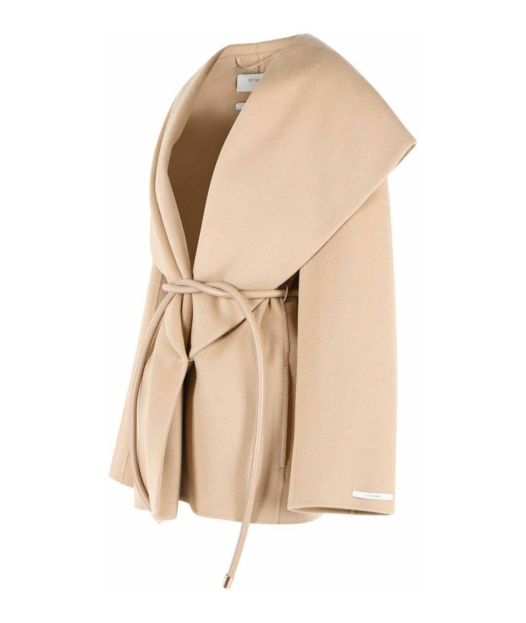 SPORTMAX Бежевое шерстяное пальто, фото 3