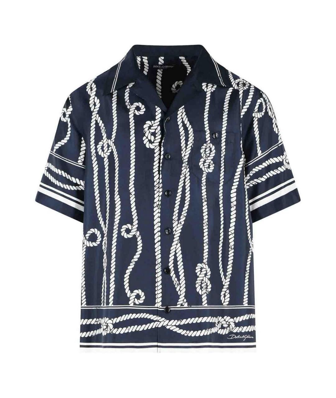 DOLCE&GABBANA Темно-синяя шелковая кэжуал рубашка, фото 1