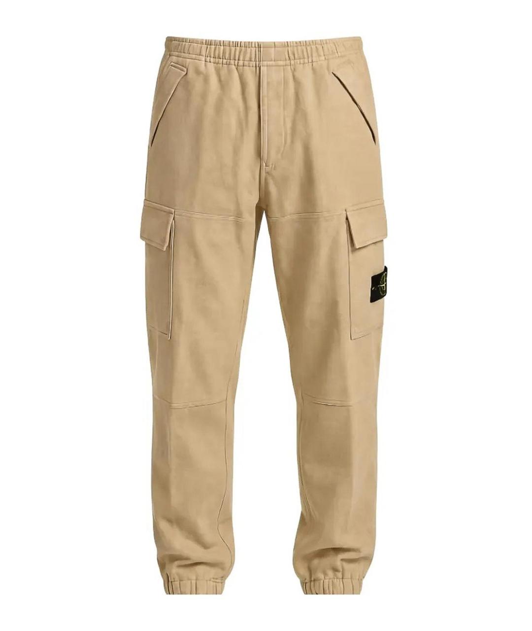 STONE ISLAND Коричневые шерстяные повседневные брюки, фото 1