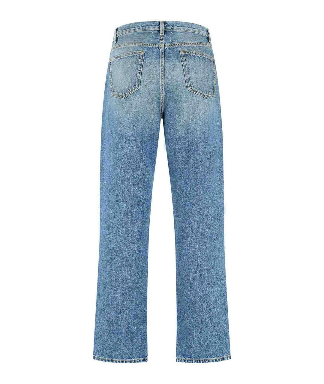 MAISON MARGIELA Голубые хлопковые прямые джинсы, фото 2