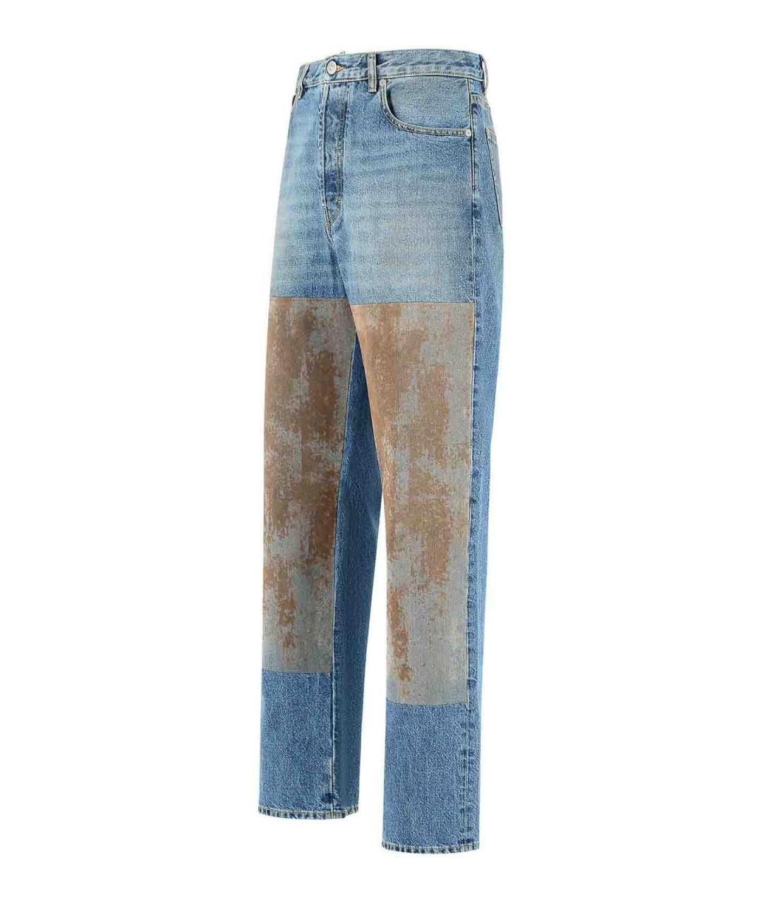 MAISON MARGIELA Голубые хлопковые прямые джинсы, фото 3