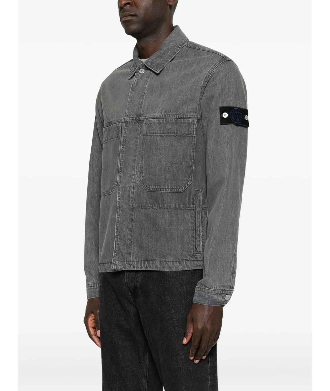 STONE ISLAND Серая хлопковая куртка, фото 2