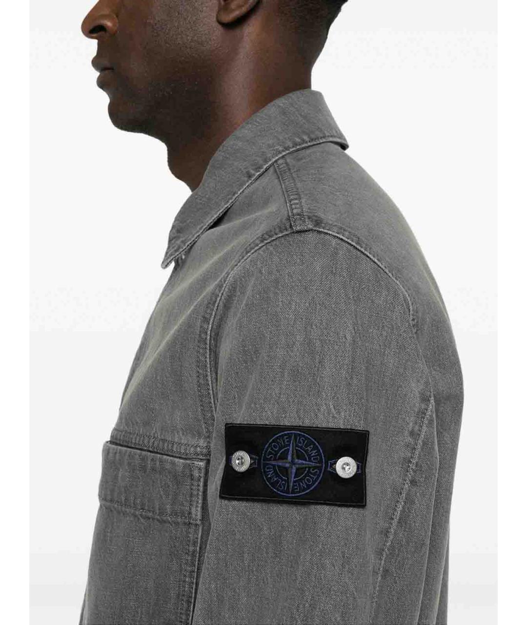 STONE ISLAND Серая хлопковая куртка, фото 4