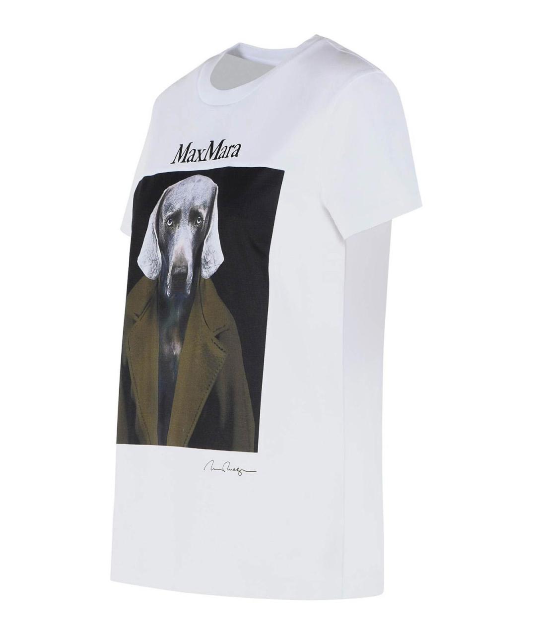 MAX MARA Белая хлопковая футболка, фото 3