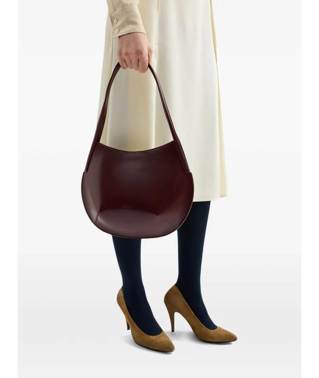 JIL SANDER Бордовая кожаная сумка через плечо, фото 2