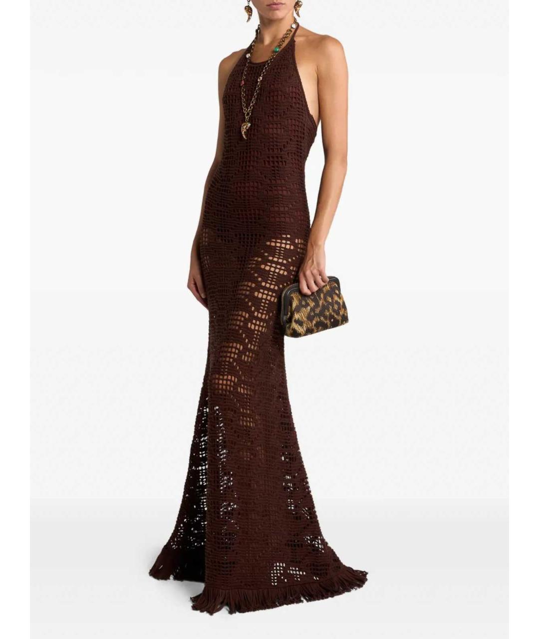 ETRO Коричневое хлопковое коктейльное платье, фото 2