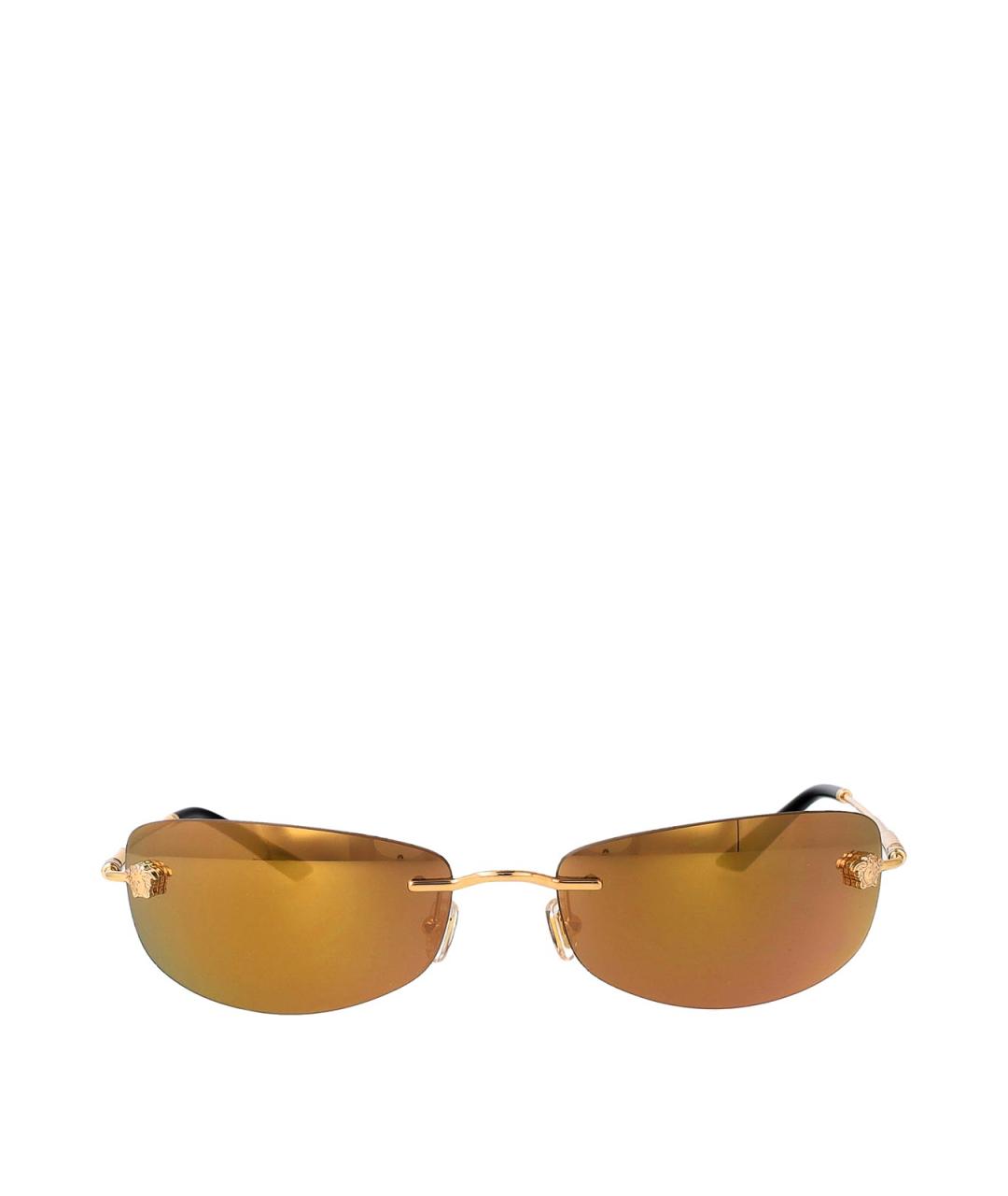 VERSACE Золотые металлические солнцезащитные очки, фото 1