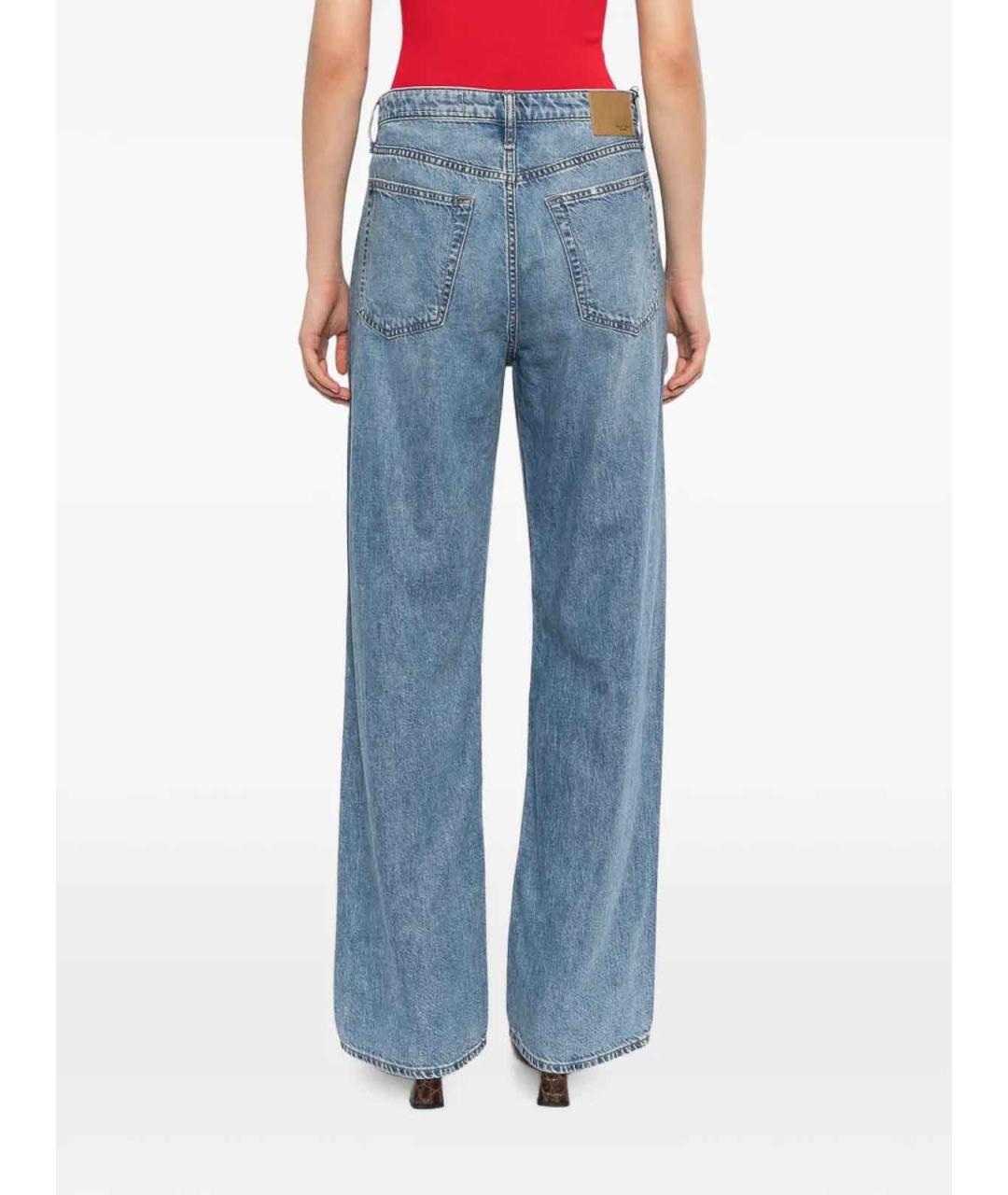 RAG & BONE Голубые хлопковые прямые джинсы, фото 4