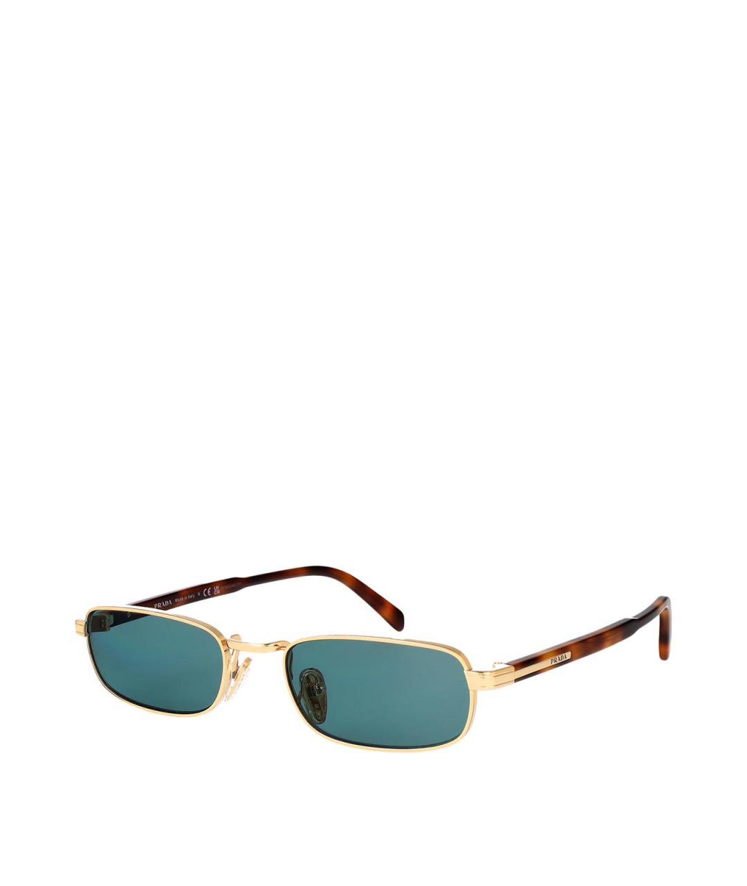 PRADA Золотые металлические солнцезащитные очки, фото 2