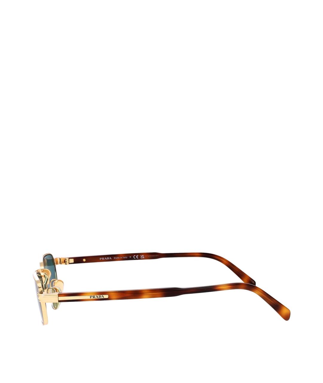 PRADA Золотые металлические солнцезащитные очки, фото 3