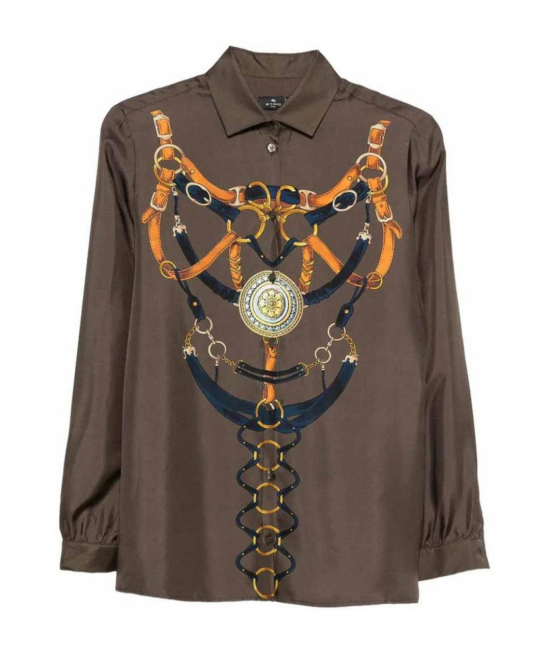 ETRO Коричневая шелковая рубашка, фото 1