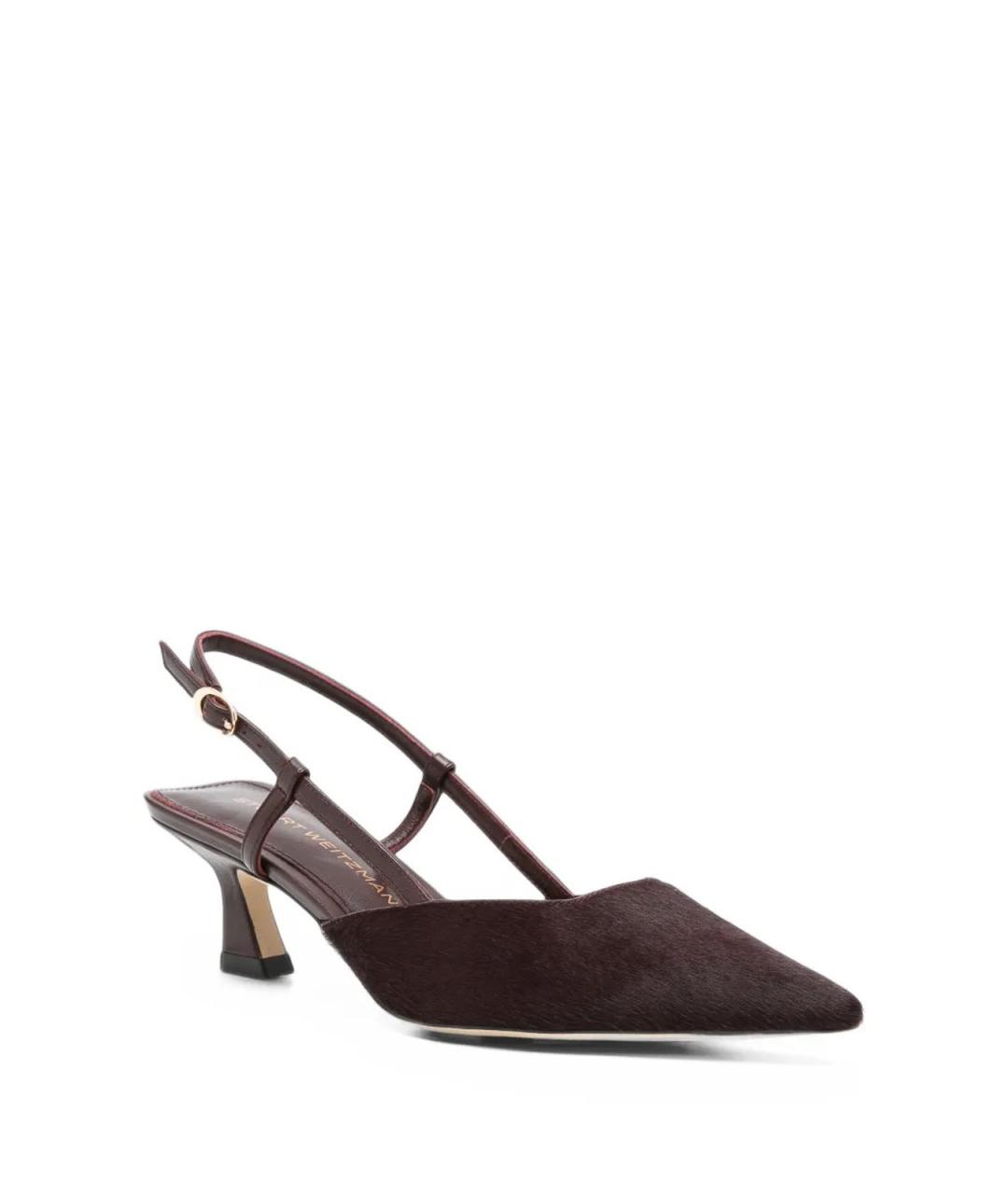 STUART WEITZMAN Бордовые кожаные туфли, фото 2