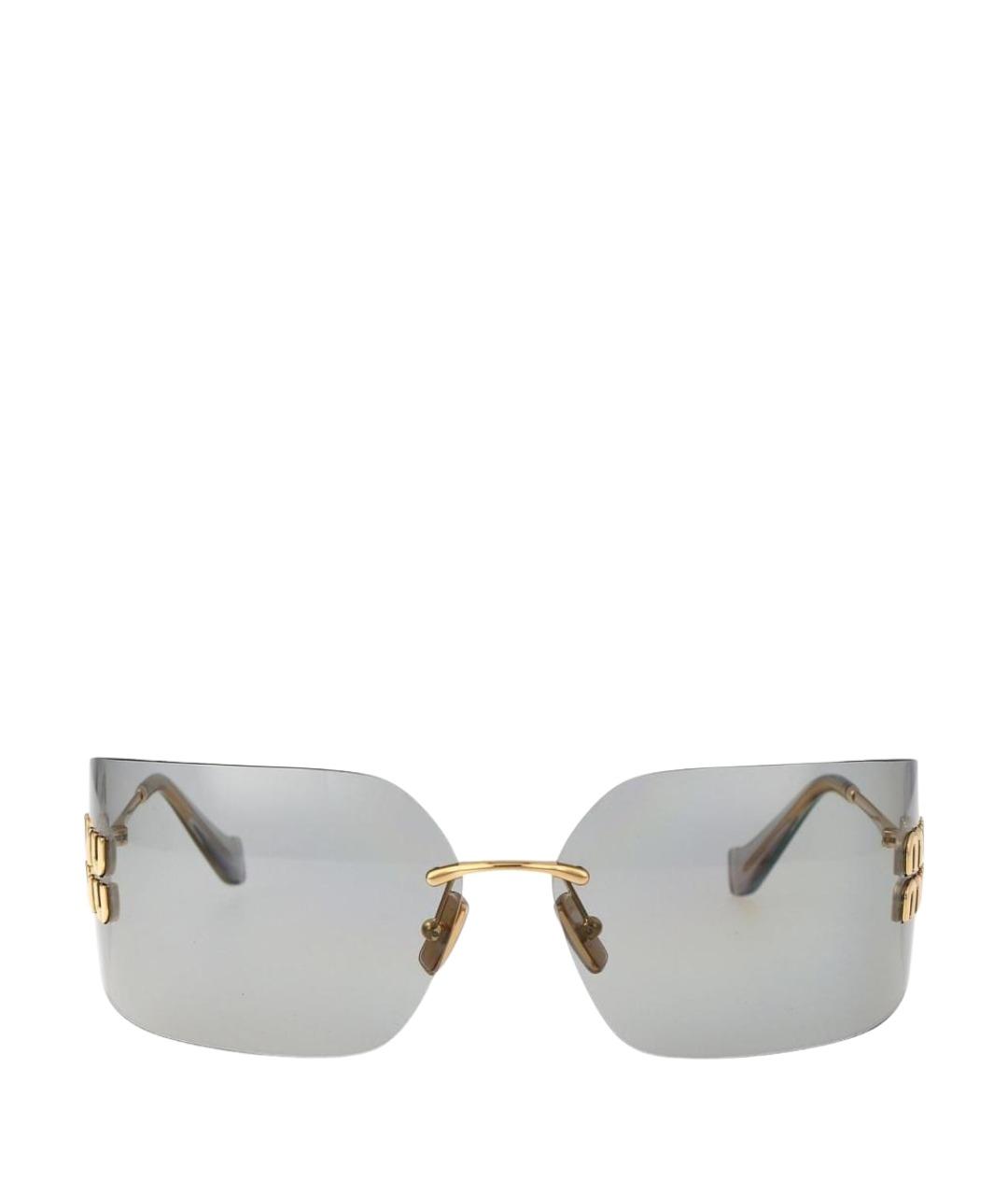 MIU MIU Золотые металлические солнцезащитные очки, фото 1