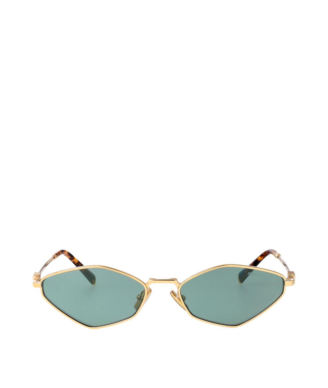MIU MIU Золотые металлические солнцезащитные очки, фото 5