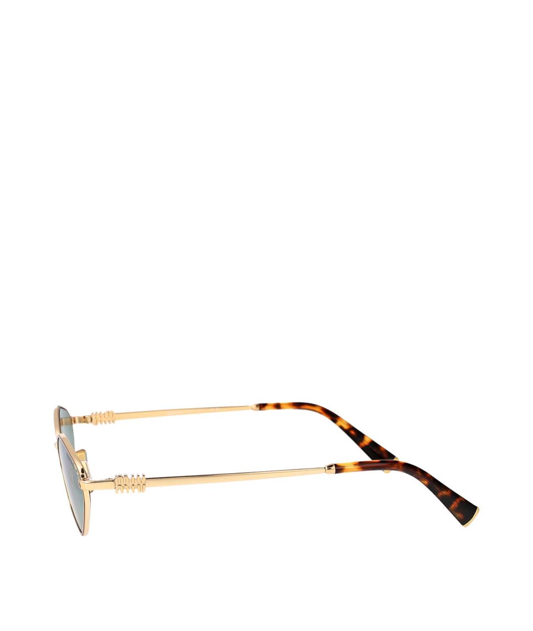MIU MIU Золотые металлические солнцезащитные очки, фото 3