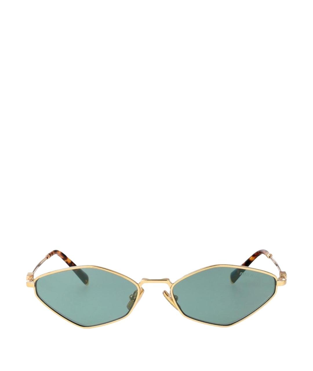 MIU MIU Золотые металлические солнцезащитные очки, фото 1