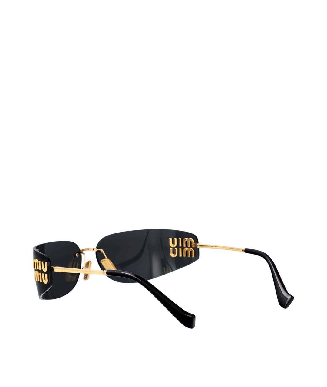 MIU MIU Золотые металлические солнцезащитные очки, фото 4