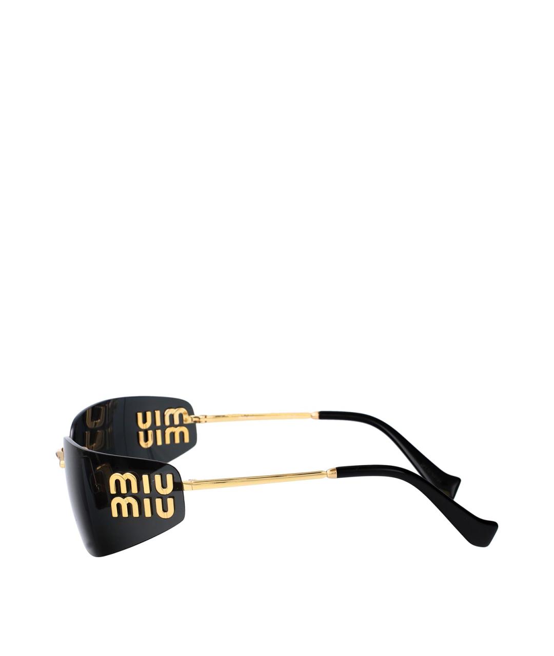 MIU MIU Золотые металлические солнцезащитные очки, фото 3