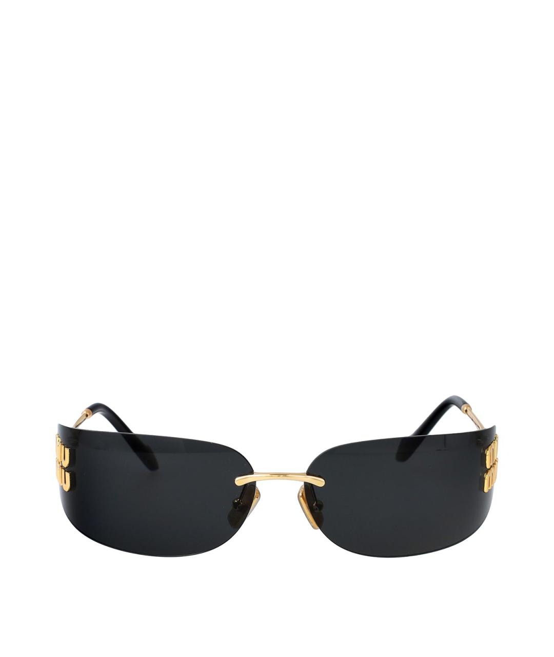 MIU MIU Золотые металлические солнцезащитные очки, фото 5