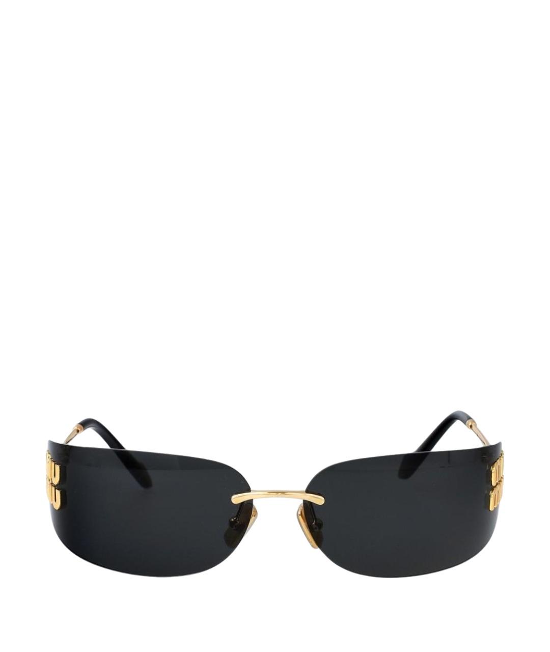 MIU MIU Золотые металлические солнцезащитные очки, фото 1