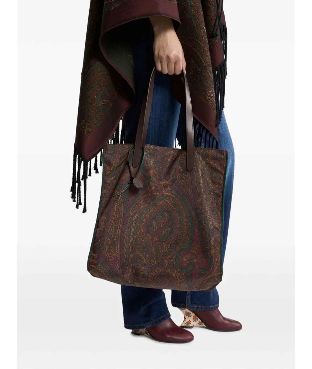 ETRO Коричневая нейлоновая сумка тоут, фото 2