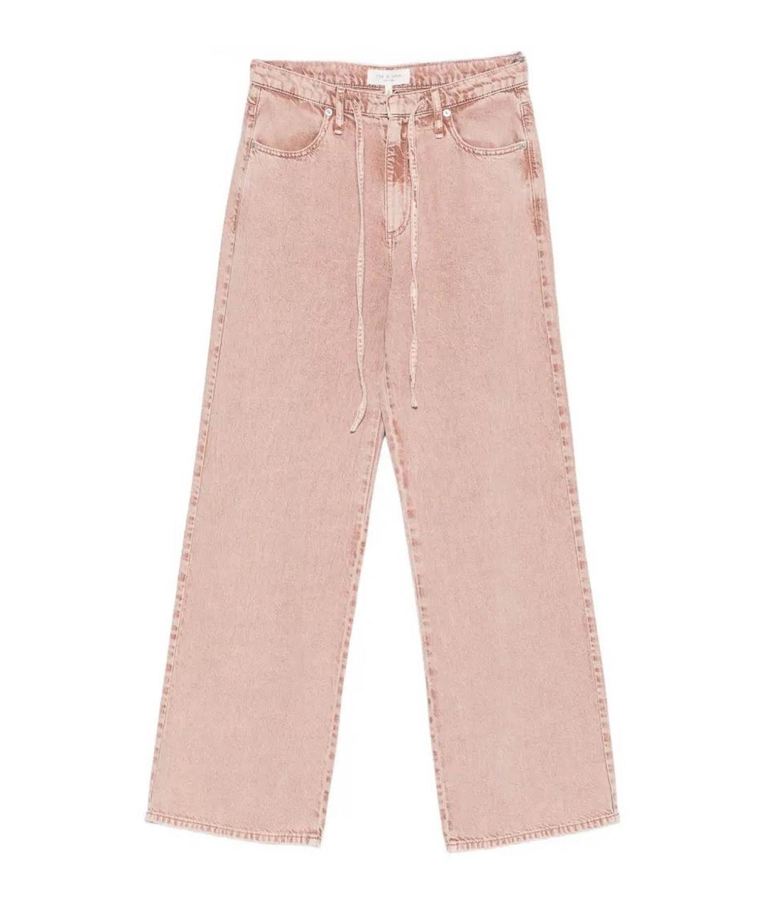 RAG & BONE Розовые хлопковые прямые брюки, фото 1