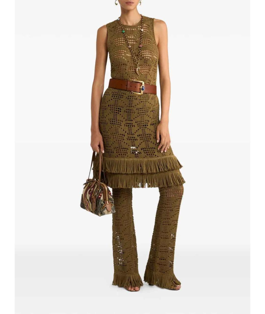 ETRO Золотое хлопковое коктейльное платье, фото 2